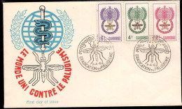 CAMBODIA(1962) Mosquito. Caduceus. Unaddressed FDC With Cachet For Mosquito Eradication Program. Scott Nos 106-8. - Cambodge