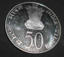 1974 B 50 Roupies Rupees Inde République Food For All Planned Families 35 Gr Argent Silver - Inde