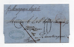 !!! LETTRE DE SINGAPOUR POUR DUNKERQUE DE 1870 AVEC TEXTE. TAXE 10 - Singapore (...-1959)