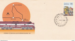 Australia 1980 Opening Of Tarcoola-Alice Spring Railway,souvenir Cover, Trains - Postwaardestukken