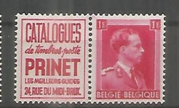 BELGICA SELLO CON PUBLICIDAD PRINET STAMP CATALOGUE - Mint