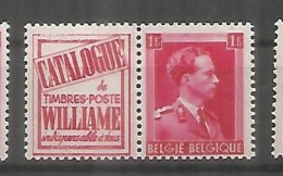 BELGICA SELLO CON PUBLICIDAD TIMBRES POSTES GUILLAIME II - Mint