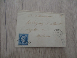 Collection Basses Pyrénées LETTRE TP 20c Bleu Napoléon 3 PC Nay + 2232 Grille 23/07/1860 Pour Bordeaux - 1853-1860 Napoléon III.