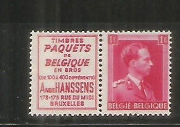 BELGICA SELLO CON PUBLICIDAD TIMBRES POSTES HANSSENS II - Nuevos