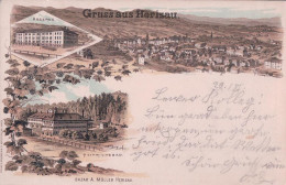 Gruss Aus Herisau AR, Kaserne Und Heinrichsbad, Litho 3 Vues (20.11.1898) - Herisau