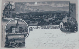 Gruss Aus Solothurn, Litho 5 Vues Et Clair De Lune (7.11.1898) - Soleure