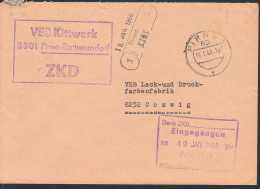 Pirn-Rottwerndorf R3 ZKD-St. VEB Kittwerk Mit PSSt Auf Vorderseite  (1) Pirna 18.1.68 - Covers & Documents