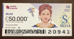 116 G, 1 X Lottery Ticket, Portugal, « NOMES Próprios: SÍLVIA », « First NAMES: SILVIA », «NOM: SILVIA»,  2023 - Billetes De Lotería