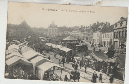 Fruges  62  Carte  Circulée La Place Un Jour De Foire Tres Tres Animée - Fruges