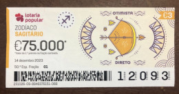 116  G, 1 X Lottery Ticket, Portugal, « Zodíaco, SAGITÁRIO », « ZODIAC, SAGITARIUS »,  2023 - Billetes De Lotería