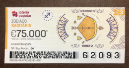 116  G, 1 X Lottery Ticket, Portugal, « Zodíaco, SAGITÁRIO », « ZODIAC, SAGITARIUS »,  2023 - Billetes De Lotería
