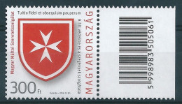 1299c Hungary Organization Maltese Charity Service Stamp With Barcode Tab MNH - Unused Stamps