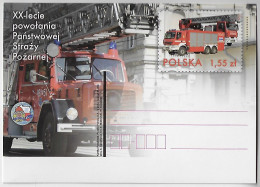 Poland 2012 Postal Stationery Card Stamp 1,55 Zloty 20 Years State Fire Service Firefighter Fireman Firemen Department - Sapeurs-Pompiers