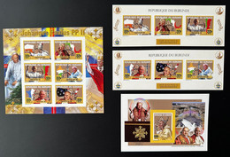 Burundi 2014 / 2015 IMPERF ND Mi. 3506 - 3511 Bl. 519 - 520 Johannes Paulus PP II Pape Pope Jean Paul John Papst - Unused Stamps