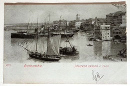 LAZIO ROMA CIVITAVECCHIA PANORAMA PARZIALE E PORTO Formato Piccolo Viaggiata Primi Del '900 - Bella Vista Di Imbarcazion - Civitavecchia