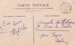 1904--SAINT PARRES LES VAUDES --10--Beau Cachet Du 19 AOUT 04 Sur Cpa Poitiers Hôtel De Ville (animée) - Manual Postmarks