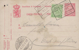 Luxembourg - Luxemburg - Carte-Postale  1921  -  Cachet Esch-sur-Süre  -  Cachet Ambulant - Entiers Postaux