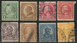 USA 1923-29 Wheels Of Progress COIL P.10 Vert Issue Cpl 8v Set SC.# 597/603 In VFU Condition - Années Complètes