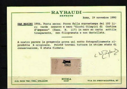 SAN MARINO 1956 P.A. GIOCHI OLIMPIC PREGEVOLE PROVA SOPRASTAMPA C. RAYBAUDI - Corréo Aéreo