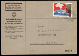 SWITZERLAND(1939) Swiss Flag. Mountains. Feldpost Envelope With Cancelation Of Cp. E.M. Bat. Füs. Mont. 8 And Matching M - Documenten