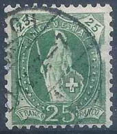 Stehende Helvetia 67D, 25 Rp.grün  ABART      1897 - Oblitérés