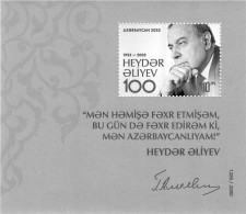 Azerbaijan 2023 . President Heydar Aliyev - 100 Years. S/S - Azerbaïdjan