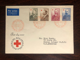 FINLAND FDC TRAVELLED COVER TO USA 1956 YEAR  RED CROSS HEALTH MEDICINE - Covers & Documents