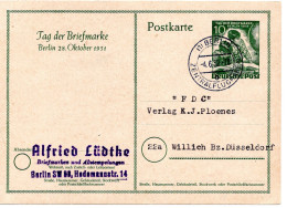 61389 - Berlin - 1952 - 10Pfg "Tag Der Briefmarke '51" GASoKte BERLIN -> Willich - Journée Du Timbre