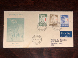 FINLAND FDC TRAVELLED COVER TO USA 1959 YEAR  TUBERCULOSIS TBC HEALTH MEDICINE - Covers & Documents