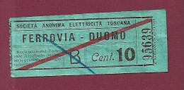 301223A - TICKET CHEMIN DE FER TRAM METRO - ITALIE SOCIETA ANONIMA ELETTRICITA Toscana - Ferrovia Duomo B 95639 - Europe