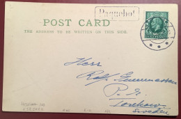 PAQUEBOT + ESBJERS 1935, Rare On GB 1/2d Post Card>Sweden (Denmark Ship Mail Cover - Covers & Documents