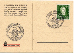 61392 - Bund - 1952 - 10Pfg Luther EF A SoAnsKte SoStpl KARLSRUHE - DEUTSCHE THERAPIEWOCHE - Médecine