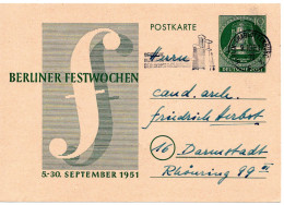61394 - Berlin - 1951 - 10Pfg "Berliner Festwochen" GASoKte BERLIN - ... -> Darmstadt - Musique