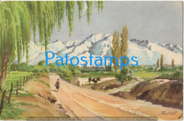 221163 ARGENTINA ART SIGNED MARTINET MENDOZA VALLE DE USPALLATA PAISAJE MINI CUT POSTAL POSTCARD - Argentine