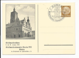 DR PP 122 C 74 -  3 Pf  Hindenburg Med. Guben, Briefmarkenschau 1938 M. Blanko SST - Enteros Postales Privados