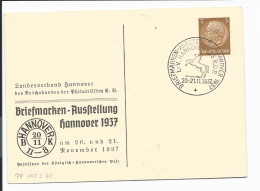 DR PP 122 C 62 -  3 Pf  Hindenburg Med. Hannover, Briefmarken-Ausstellung 1937 M. Blanko SST - Privat-Ganzsachen