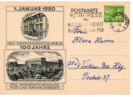 61397 - Berlin - 1950 - 10Pfg Bauten GASoKte "100 Jahre OPD Berlin" BERLIN - ... KULTURELLE FREIHEIT -> Trittau - Briefe U. Dokumente