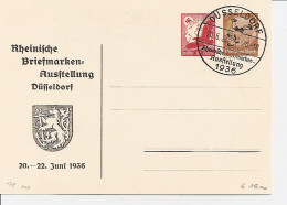 DR PP 140 C 1  - 10 Pf Luftpost Neb 5 Pf Hindenb. Med. Rhein. Bfm-Ausstellung M. Bl. Sonderstempel Düsseldorf - Private Postwaardestukken