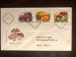 FINLAND FDC TRAVELLED COVER 1974 YEAR  RED CROSS MUSHROOMS HEALTH MEDICINE - Lettres & Documents