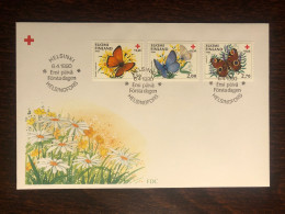 FINLAND FDC 1990 YEAR  RED CROSS BUTTERFLY FAUNA HEALTH MEDICINE - Covers & Documents