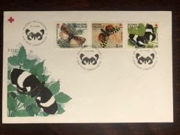 FINLAND FDC 1992 YEAR  RED CROSS BUTTERFLY FAUNA HEALTH MEDICINE - Lettres & Documents