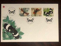 FINLAND FDC 1992 YEAR  RED CROSS BUTTERFLY FAUNA HEALTH MEDICINE - Brieven En Documenten