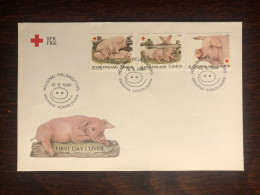 FINLAND FDC 1998 YEAR  RED CROSS PIGS FAUNA HEALTH MEDICINE - Covers & Documents