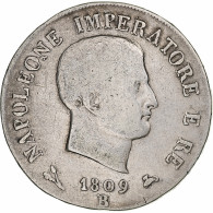 États Italiens, KINGDOM OF NAPOLEON, Napoléon I, 5 Lire, 1809, Bologne - Napoleónicas