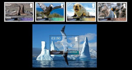 SOUTH GEORGIA AND SOUTH SANDWICH ISLANDS 2011 ANTARCTIC WILDLIFE FROZEN PLANET BIRDS COMPLETE SET WITH MS MNH - Pingueinos