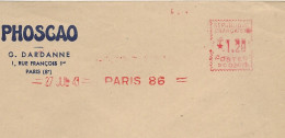 LETTRE A ENTETE PHOSCAO RUE FRANCOIS 1ER PARIS - EMA DE  1943 - VOIR LE SCANNER - Maschinenstempel (EMA)