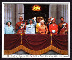 ST VINCENT - 1996 QUEEN ELIZABETH II 70th BIRTHDAY BALCON MS OVERPRINTED SPECIMEN FINE MNH ** SG MS3329 Var - St.Vincent (1979-...)