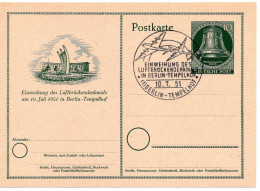 61404 - Berlin - 1951 - 10Pfg Luftbrueckendenkmal GASoKte M SoStpl BERLIN - EINWEIHUNG DES LUFTBRUECKENDENKMALS ... - Briefe U. Dokumente