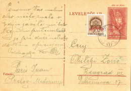 TPO , WWII , RAILWAY CANCEL 177 , PRELOG , MEDJUMURJE 1941 - Enteros Postales