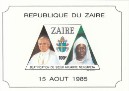 ZAIRE Block 56,unused (**) Popes - Nuevos